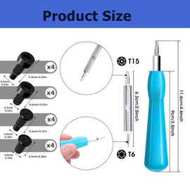 T6/T15 Torx Safety Bits Screwdriver Replacement Set for Ring Doorbell Bells - Includes 16 Safety Screws, Safety Screwdriver for Repair SNES, NES, N64, GameBoy, Magnetic Screwdriver