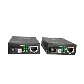 Baudcom A pair of 10/100/1000M Gigabit Ethernet Fiber Media Converter, Built-in Bidi Singlemode Simplex SC Transceivers, RJ45 to 1000Base-LX, Up to 20km