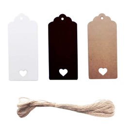 Kraft Paper Gift Tags, 300 Pieces Blank Gift Tags with Natural Jute Thread for Artworks