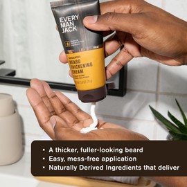Every Man Jack Beard Thickening Cream - Strengthens, Thickens, Nourishes Beard - Light Sandalwood Scent - Made with Naturally Derived Ingredients like Biotin, Vitamin B6, Soy Protein - 2.8oz - 2 Pack