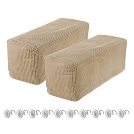 sourcing map 2pcs Stretch Armrest Covers for Chairs/Sofas, Couch Arm Covers with Twist Pin, Furniture Protector Slipcovers Sand