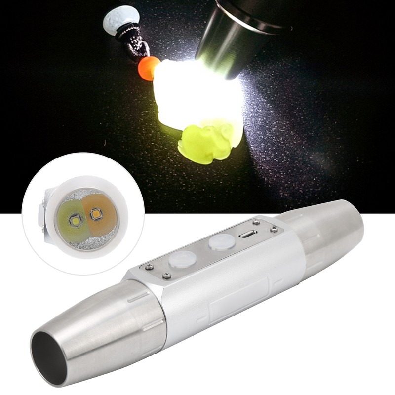 4 Lights Professional Flashlight Jewelry Identification USB Rechargeable Bright Torch