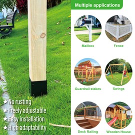 Wanhork 304 Stainless Steel Adjustable Post Protector (Range 3.3-6in), Protect mailboxes, Deck and Fences from rain and Damage to Maintenance Equipment (1set, Black)