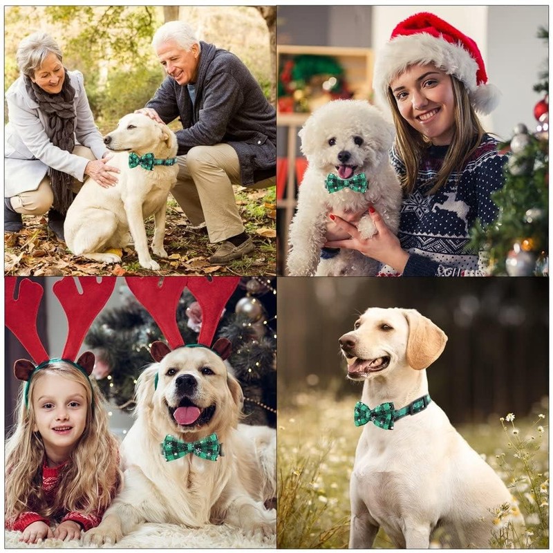 Asvin Christmas Dog Collar, with Bow tie Collar, Soft, Comfortable
