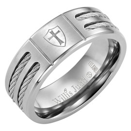 Willis Judd Men's Titanium Ring (Christian Cross Knights Templar Shield)