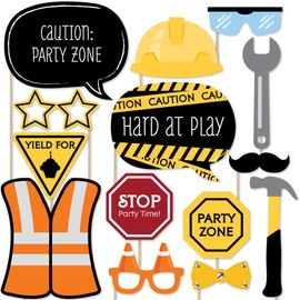 Big Dot of Happiness Construction Truck - Photo Booth Props Kit 20 Count