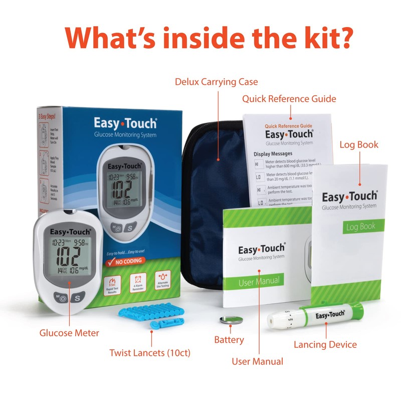 EasyTouch Glucose Monitoring System with 1 Meter, 10 Twist Lancets,