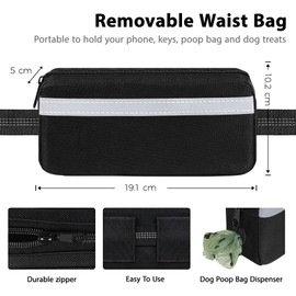 Blanlody Jogging Lead Dogs, Belly Strap, Dog Lead, Adjustable Waist Belt, Dog Jogging Lead with Reflective Seams, Jogging Lead with Dual Handles, Running Belt for Large Dogs up to 50 kg