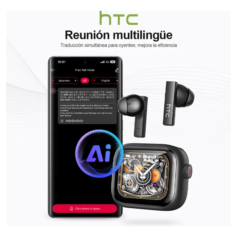 Audfonos Htc Ne40 Ai Auriculares Inalambricos Bluetooth 6.0 Traductores Traduccin
