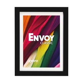 Kenro Envoy Classic Black PVC Picture Frame - PVC Plastic Photo Frame with White Mat for 9x6 / 23x15cm Photographs (Frame Size A4 / 21x29.7cm) - EVC2315B