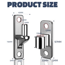 ZZBUY 4 pcs Heavy Duty Gate Hinges for Wooden Gate Farm Fence Outdoor, 304 Stainless Steel Gates Hinge Wall Mount Parts with 5/8"