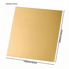2Pcs Brass Sheet Plate 6" x 6" x 20 Gauge(0.8mm), H62 Brass Plates Metal, Double-Sided Protective Film. (20 Ga Thickness)