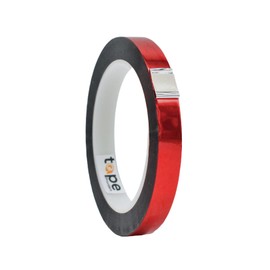 WOD MPFT2 Red Metalized Polyester Mylar Film Tape with Acrylic Adhesive, 1/2 inch x 72 yds. Vibrant Mirror Like Finish, Decor Tape for Detailing Accent Wall, Graphic Arts, Car and Boat Trim