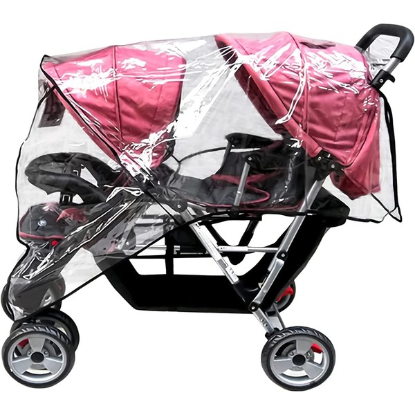 Universal Double Pushchair Rain Cover Transparent Rain Cover/Rain and Wind Protection Waterproof Cover for Pushchair Pram