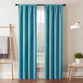 ECLIPSE Blackout Curtains for Bedroom-Darrell 37" x 84" Insulated Darkening Single Panel Rod Pocket Window Treatment Living Room, Sky