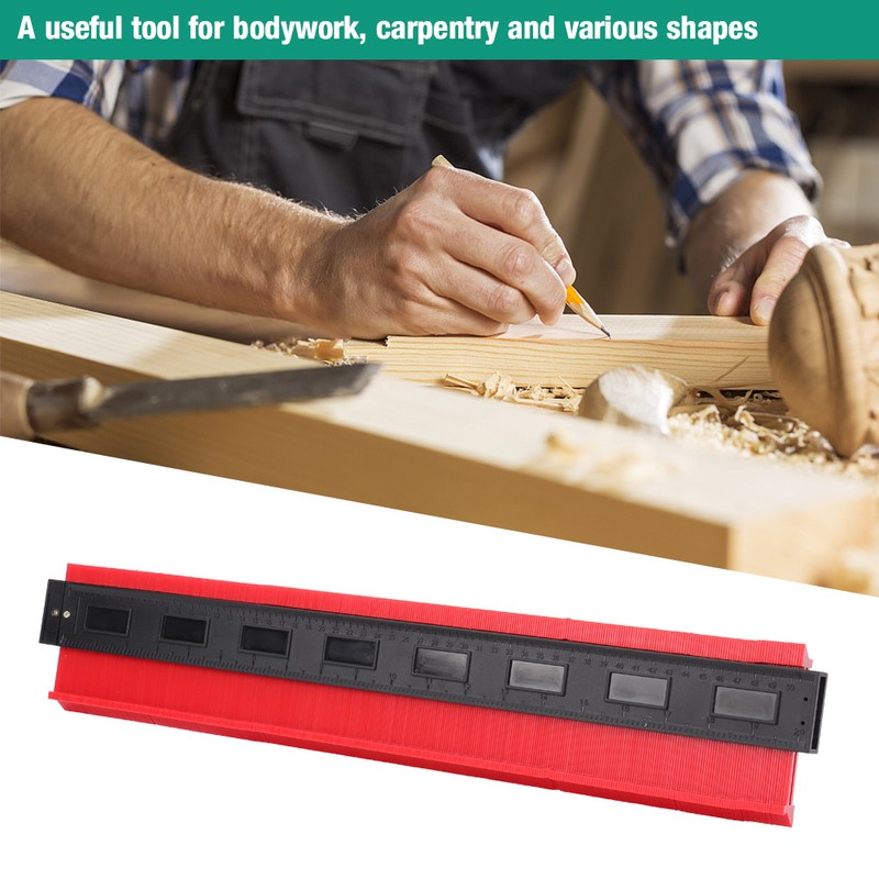 20in Red ABS Plastic Irregular Shapes Measuring Contour Duplication Gauge