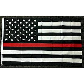 2x3 Thin Red Line Firefighter First Responder Lives Matter on American Flag USA