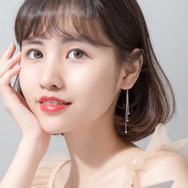 Elegant Chain Tiny Beaded Ball Threader Tassel Dangle Drop Earrings for Women Girls S925 Sterling Silver Fashion Lightweight Hypoallergenic Dangling Hook Hanging Gifts for Best Friend Birthday Party