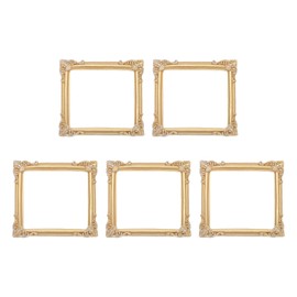 sourcing map 5 Pcs Vintage Resin Picture Frames, 3.4'' x 3.4'' Mini Picture Frames Oval Rectangle Wall Hanging Frames Display Frame Photo Holder for Home Wall Jewelry Display Hotel Decor, Gold