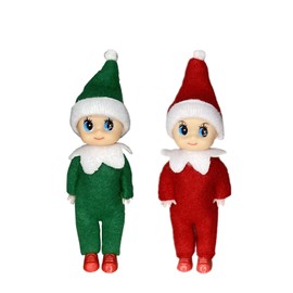 Mienocol 2pcs Christmas Elf Baby Twins Little Christmas Elves Christmas Tradition Mini Elf Baby Doll Christmas Accessory Tiny Elf Dolls for Boys&Girls Xmas Gift Advent Calendar Stocking Stuffers