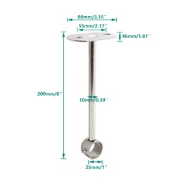 2 Pack Ceiling Mount Bracket, Stainless Steel Wardrobe Pipe Bracket Rod Holder Ceiling Holder, ULIFESTAR Shower Curtain Closet Wardrobe Rod Lever Support Holder Pipe Flange Socket 25x200mm/1x8''