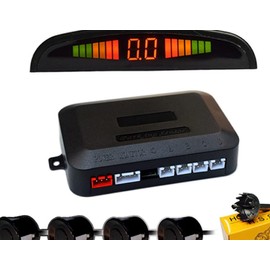 Sensores de estacionar para coche, kit de 4 sensores de estacionar con visualización LED, kit de alarma de sonido de marcha atrás, cable de sensor de