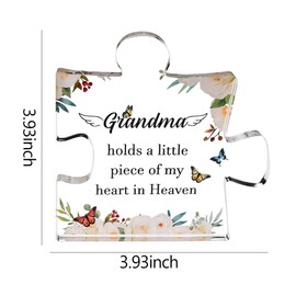 Grandma Memorial Plaques Puzzle Piece Sympathy Gifts for Loss of Grandmother Decorative Signage Remembrance Gifts for Loss of Nana Sentimental Butterfly Funeral Home Table Decorations Bereavement Gift