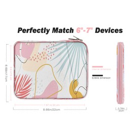 MoKo 6-7" Kindle Sleeve Bag for 7" Kindle Colorsoft Signature Edition, All-New 6" Kindle 11th Gen 2022/10th Gen 2019/8th Gen 2016, 6.8" Kindle Paperwhite 11th/10th Gen 2021/2018, Tropical Leaf