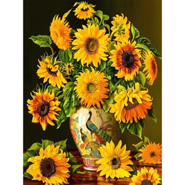 Sunflower Diamond Painting Kits for Adults- Flowers Diamond Art Kits for Adults, 5D Gem Art Adult Craft Kits for Gift Home Wall Decor(12x16Inch)