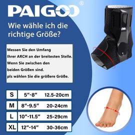 PAIGOO Ankle Support with PE Board Side Stabilisers - Adjustable Ankle Brace with Velcro Fastening for Sports Protection, Running, Basketball, Volleyball for Men and Women