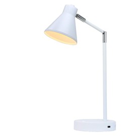 O’Bright LED Desk Lamp with USB Charging Port, 100% Metal Lamp, Flexible Swivel Arms, Soft White LED Reading Light (3000K), Bedside Reading Lamp, Office Lamp, Table Lamp, ETL Listed, White