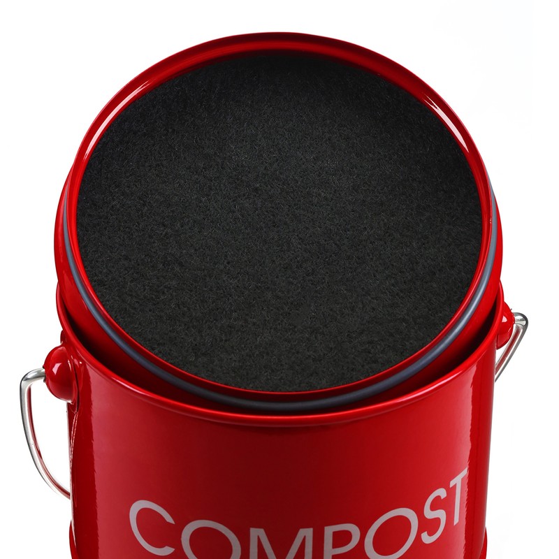 Premier Housewares Compost Bin with Handle, Red