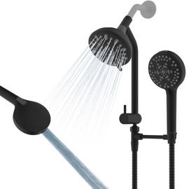 Dual Handheld Shower Head Combo, 3-Way High Pressure 10-Setting Handheld Shower & Rain Shower Separately or Together, 2 in 1 Showerhead with Stainless Steel Hose, Matteblack