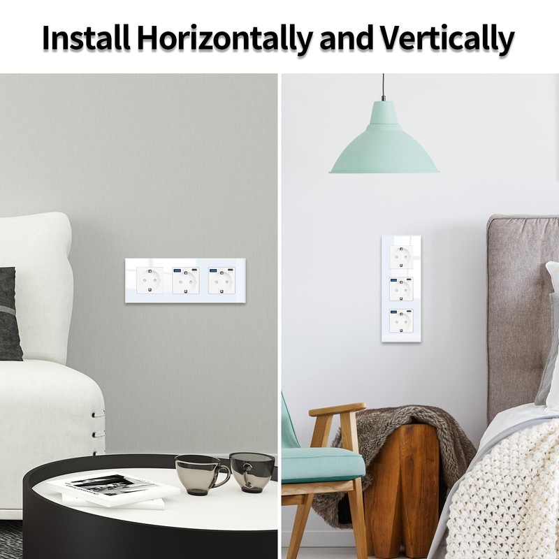JIMEIDA 3 Socket with USB 20 W White Flush-Mounted, 16
