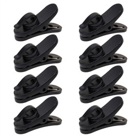 Mini Skater 1 Inch Small Plastic Rotate Earphone Clips for Fixing Earbuds Cables Corded Headset Headphone Wires to Shirt, Pack of 8 (Black)