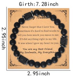 Husband Chrismas Birthday Gift Ideas To My Husband Bracelet for Men Husband Valentines Day Gifts for Gifts for Hubby Black Beaded Bracelets for Men Husband Anniversary Wedding Gifts for Him Husband…