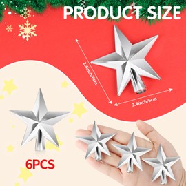 FOIMAS Mini Christmas Tree Topper Star,6pcs Christmas Tree Topper Star Treetop for Small Christmas Tree Craft Home Decoration,Silver