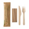 VEPATIM 50 Einweg Holzbesteck Set Messer Gabel Serviette natur einzeln