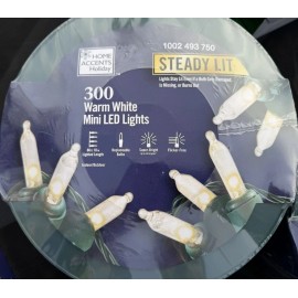 Home Accents Holiday 300 Count Warm White Steady Lit Mini LED Christmas Lights, Wedding, Home Accents