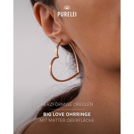 PURELEI® Big Love Earrings (Gold, Silver, Rose Gold), Waterproof Women's Earrings in Heart Shape, Stainless Steel Hoop Earrings, Gift for Women, Stainless Steel