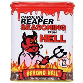 Carolina Reaper Seasoning From Hell - 5.25 oz. - SALT FREE Premium Gourmet Spicy Hot Carolina Reaper Seasoning for Buffalo Wings, Steaks, Chicken – Warning - Try if you Dare!