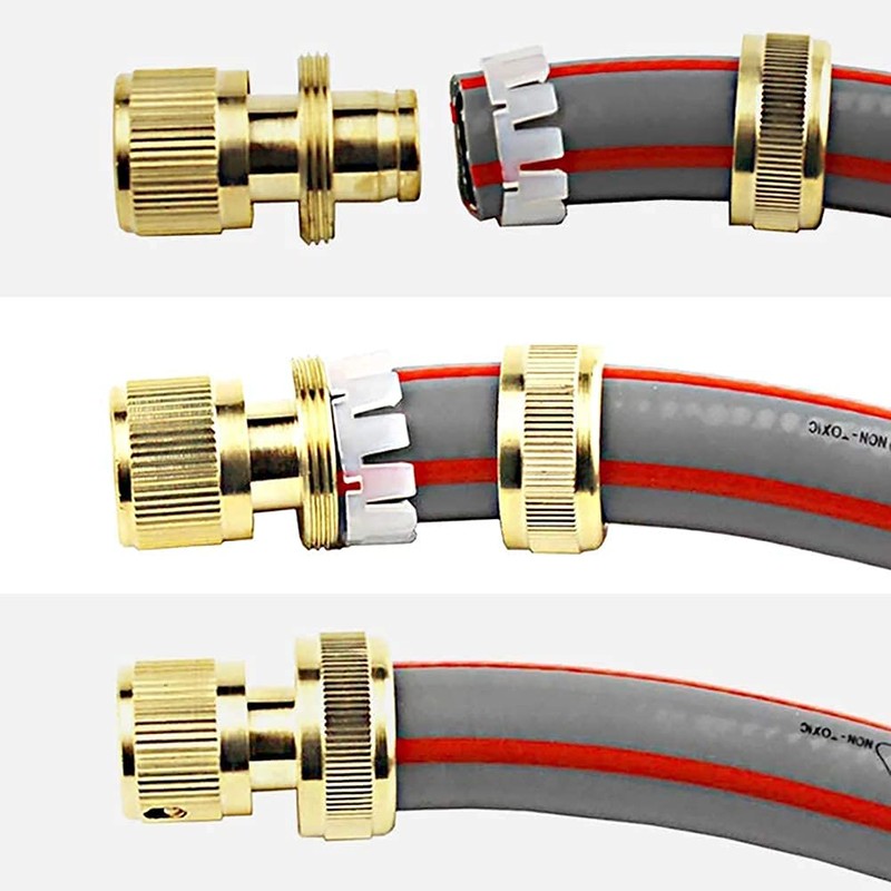 Joywayus 1/2" ID Hose Solid Brass Fitting Closed Flow Garden