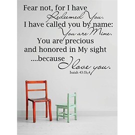 Fear not, for I Have Redeemed You Isaiah Bible Verse Christ God Religious Pray Spiritual Holy Bible Christian Worship Decorating Ideas Girl Boy Bedroom Wall Decal Sticker - Size: 22 Inch x 26 Inch