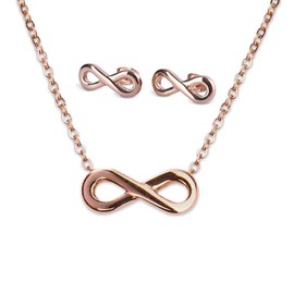 LuckyLy Set Juego de Joyería para Mujer Infinito, Aretes y Collar de Acero Inoxidable con Baño Oro Rosa 18k – Regalos Mujer Cumpleaños, Regalos para Mamá, Modelo Eva