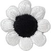 1" White Daisy Flower with Black Center - Embroidered Iron