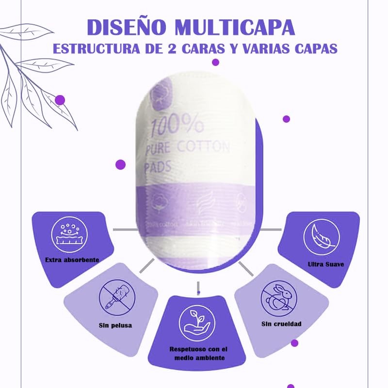 Lumbor37 Almohadillas de algodón, Almohadillas desmaquillantes Redondas de Algodón Orgánico,