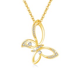 YEESIA Butterfly Necklace S925 Sterling Silver Butterfly Pendant 18K Gold Plated Necklace Valentines Day Gifts for Women