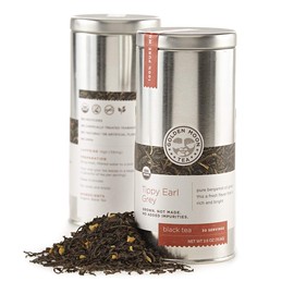 Golden Moon Organic Black Tea Tippy Earl Grey - Real Bergamot Peels & Extract - Loose Leaf, Non-GMO - Travel Tin (30 Servings)
