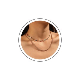 Andelaisi Boho Layered Rainbow Crystal Choker Necklace Colorful Rhinestone Necklace Chain Vintage CZ Choker Necklace Punk Gold Twist Rope Chain Necklace Jewelry for Women