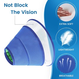 Soft Dog Cone After Surgery - Comfortable Breathable Collar for All Ages, Protects Pets from Licking Wounds, Reduces Anxiety (S)